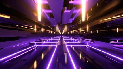 Purple and Light Orange Laser Show in Infinite Abstract Space Background VJ Loop in 4K - Powered by Adobe