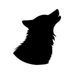 A large wolf head symbol in the center. Isolated black symbol