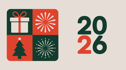 Merry Christmas 2026 festive holiday graphic design