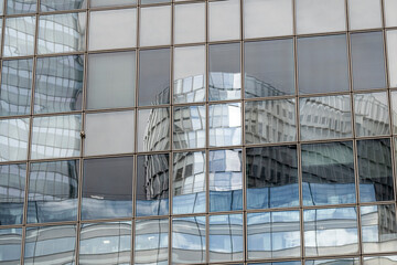 Abstract architecture office facade with modern corporate business finance concept in urban building background, clean geometric design and professional financial atmosphere