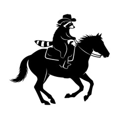 Cowboy Raccoon Western Silhouette Vector Illustration © Meghla