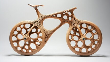 Abstract Wood Bicycle, Studio Shot,  Organic Design, Minimalist Background