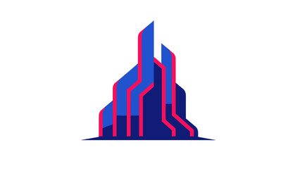 Abstract architectural logo with vibrant colors and a modern aesthetic