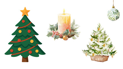 Christmas tree with bells and holly