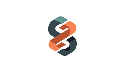 Abstract geometric logo design in orange and teal hues with a modern, minimalist aesthetic, suitable for professional branding