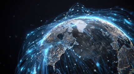 A map of the world with a lot of lights