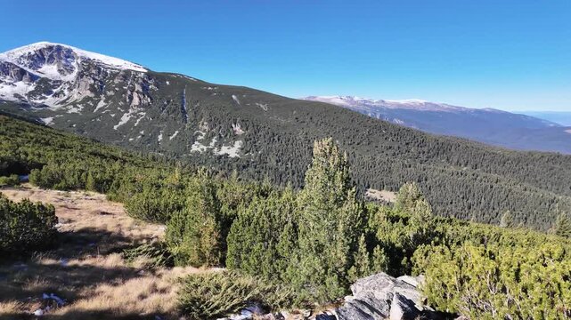 Amazing Autumn landscape of Rila Mountain near Mechit and Popova Kapa peaks, Bulgaria