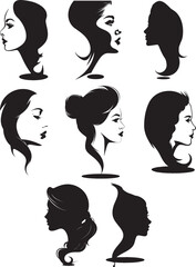 Beauty girls face silhouette vector