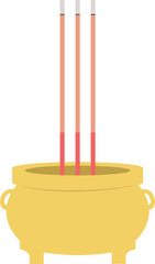 Incense Sticks in a Golden Censer Illustration