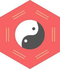 Yin and Yang Symbol on Hexagon