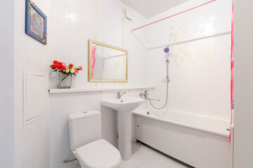 modern bathroom room with toilet and washing machine