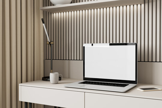 3D workspace with blank screen and minimal setup