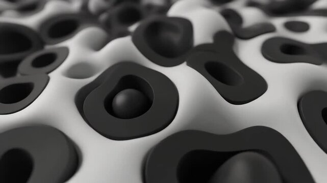 Abstract black and white shapes change smoothly footage