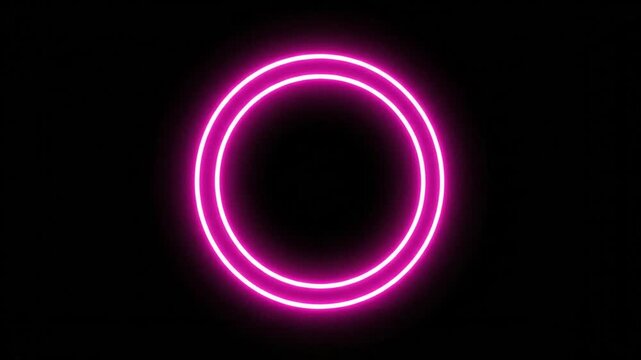 Vibrant double neon pink glow forming concentric circles on a dark backdrop, creating a modern and electrifying graphic design element perfect for digital art and futuristic concepts