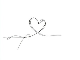 Minimalist Continuous Line Drawing of Heart Symbol.