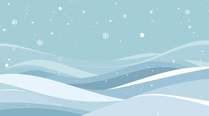  template snow banner with flat design, featuring a serene winter landscape with snowflakes and gentle hills
