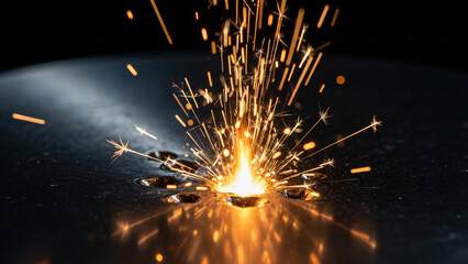 a close up shot of a sparks on a black surface
