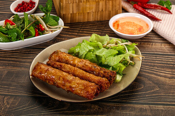 Fried Vietnamese spring roll with special sauce