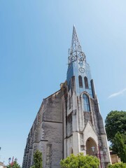 Historical monument of Church of the Lady of the Assumption topped with a glass and metal bell tower in Marans town (Charente-Maritime), Place Barth&eacute;l&eacute;my - Fabbro
