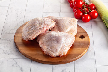 Raw chicken thighs for cooking
