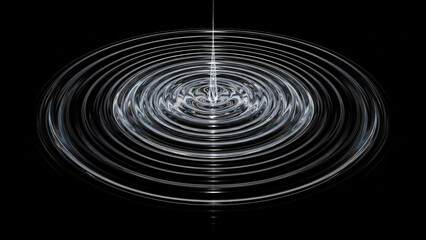 water ripple in the dark with a black background