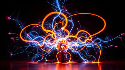 a light painting of a flower on a black background
