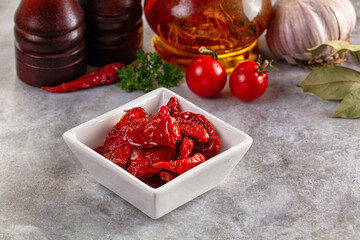 Tasty dried tomatoes in the bowl