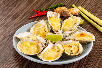 Gourmet baked oysters with cheese