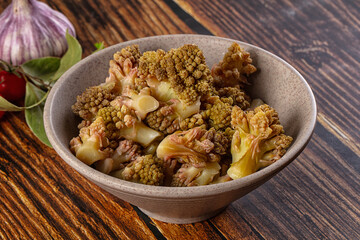 Vegan dietary steamed romanesco cabbage