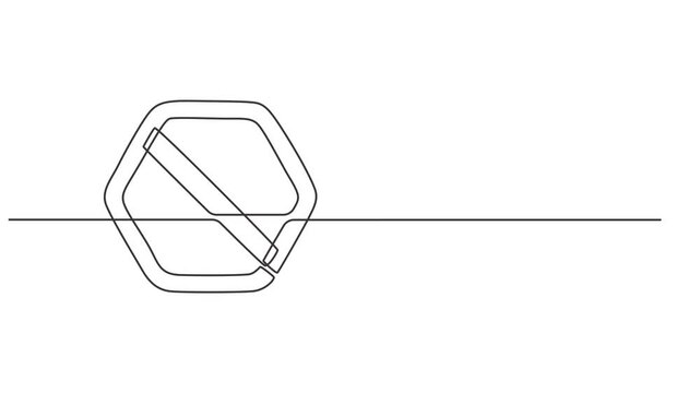 Red sign stop animation continuous one line drawing, Stop sign continuous line sketch design red symbol icon. Minimalist one line art traffic sign outline logo. Continuous video with one line. vector.