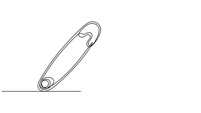 Safety Pin in continuous one line drawing one line draw design full length video, motion graphic, animation, Self drawing line animation safety pin continuous one line drawing, single line art doodle.