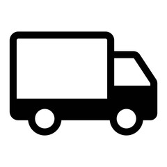 An illustration of a black delivery icon on a white background