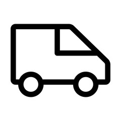 An illustration of a black delivery icon on a white background