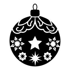 Obraz premium Black Christmas decoration silhouette featuring star and snowflake patterns, creating elegant look. Stylish Christmas decoration offers traditional charm, ideal rustic Christmas decor applications.