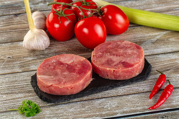 Raw round tuna fish fillet