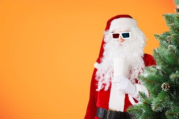 Happy old Santa Claus with red costume