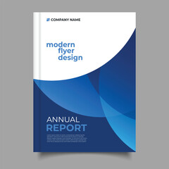 modern blue annual report cover template flyer round geometric design
