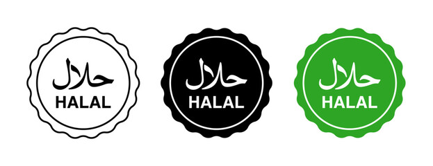 Vector Set of Halal Badge Labels