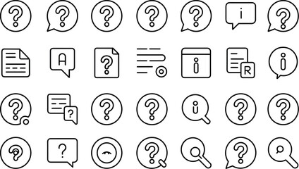 Information & Question Icons &ndash; Minimal outline vector icon set for guidance, help and user assistance interfaces.