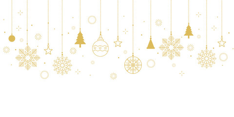 modern christmas hanging snowflakes line art ornament decoration for greeting card or poster design banner decoration