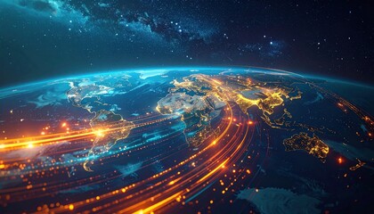 Earth at Night: Global Network of Lights and Data Streams.