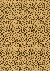 Seamless leopard animal print pattern with hand-drawn irregular spots on a warm beige background, ideal for fashion, textile, and modern design projects.