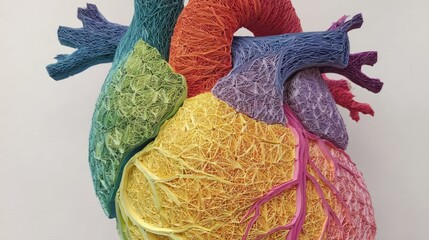 Vibrant Yarn Heart Anatomy Model in Multiple Colors.