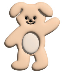 Inflated puppy greeting in 3D for model, merchandise, decoration, dog cartoon, characters, comic, mascot, standee, pet, vet, adopt and rescue animal, foster home, playtime, sticker, patch, pin, card