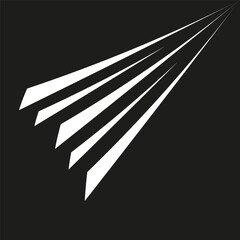 Abstract comet shape. Dynamic speed element. Diagonal line design. Vector dark background.