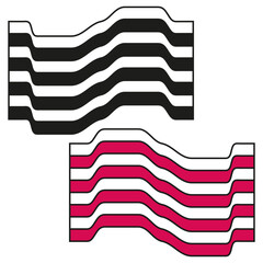 Wavy flag pattern. Striped line design. Abstract dynamic shape. Vector bright illustration.