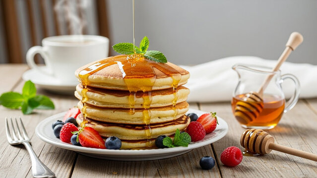pancake with honey syrop
