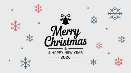 Merry Christmas and Happy New Year 2026 festive greeting card