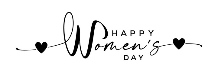 .. Hand drawn modern vector calligraphy.Happy Women's Day Typography. Abstract modern style happy women's day logo.Simple inscription with swashes, wavy lettering text. 8 March International Women day