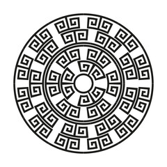 Circular meander pattern. Greek key ornament. Concentric Vector design. Abstract geometric shape.
